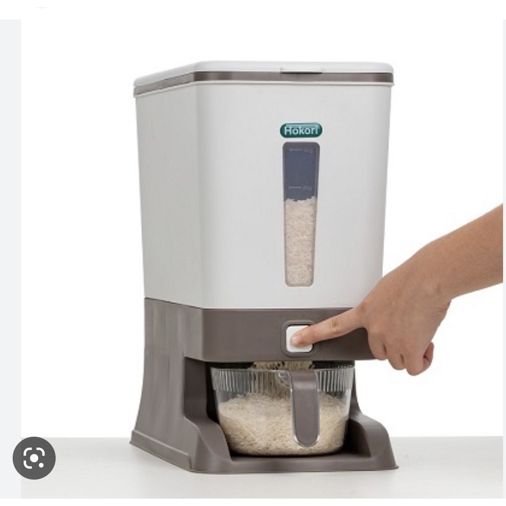 Thùng đựng gạo tiện ích 10kg Hokori 5338, Thùng đựng gạo chống ẩm mốc và côn trùng, cam kết hàng chính hãng