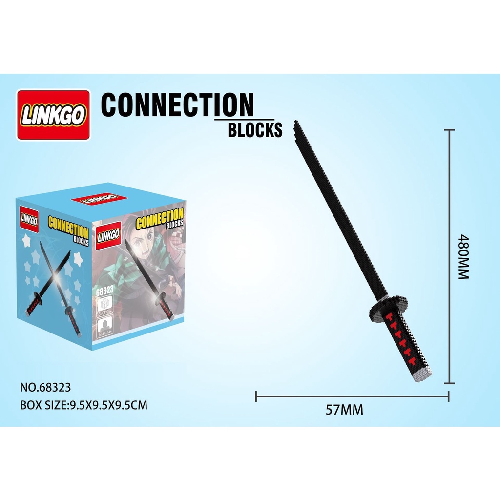 (HCM) Đồ Chơi Lắp Ráp  Mô Hình Kiếm Katana Linkgo  Kiếm Kimetsu No Yaiba Demon Slayer [ Dài 48 - 63cm]
