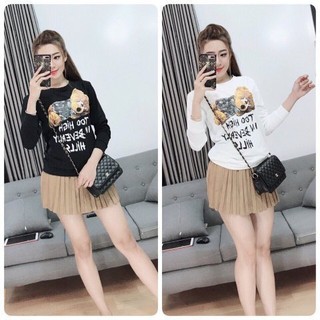 Áo Thun Nữ Tay Dài Hình Gấu Chất Dày Dặn Cao Cấp ÁO THUN TAY DÀI NỮ