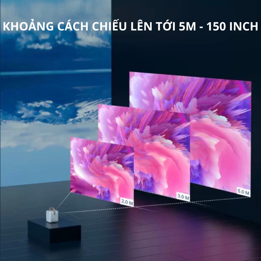 Máy chiếu mini Y9, máy chiếu Android 9.0 FullHD1080P kết nối không dây qua Wifi - Tặng màn hinh chiếu 100 inch - SET2364