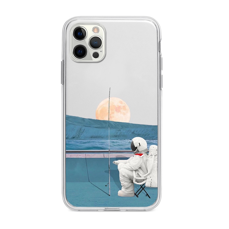 Ốp Điện Thoại Silicon Chống Sốc Chống Thấm Nước Hình phi hành gia câu cá Cho iPhone11 12pro XR 6s xs 8p 7 u501