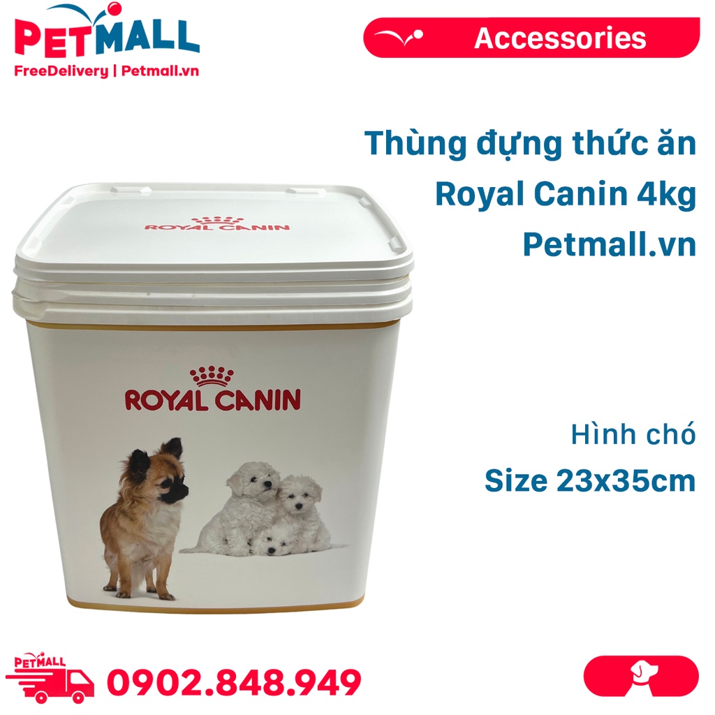 Thùng đựng thức ăn Royal Canin 4kg - Size 23x35cm- Hình chó Petmall