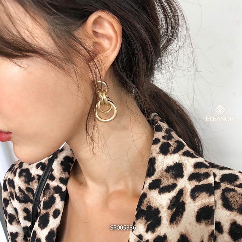 Bông tai nữ chuôi bạc 925 Eleanor Accessories hình tròn viền trơn basic phụ kiện trang sức 5336