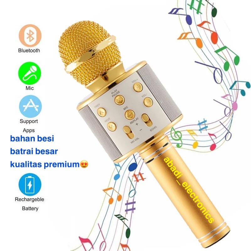 Micro hát karaoke WS-858 3 in 1 kiêm loa bluetooth nghe nhạc