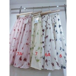 Chân váy lụa hoa midi QC siêu xinhh