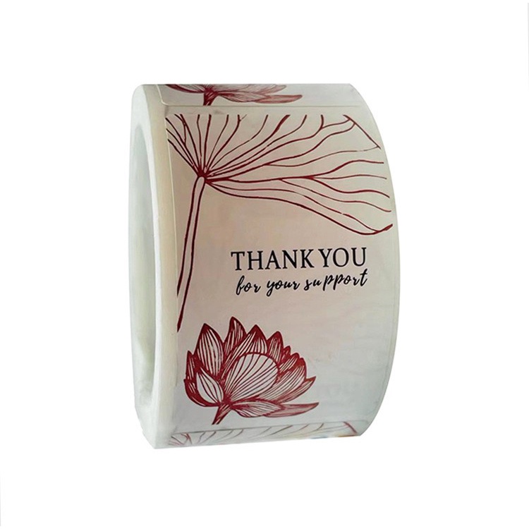 T101_Tem dán chữ " Thank you" _SIZE: 3X5cmCM, 150 tem/cuộn _STICKER NIÊM PHONG HỘP GIẤY