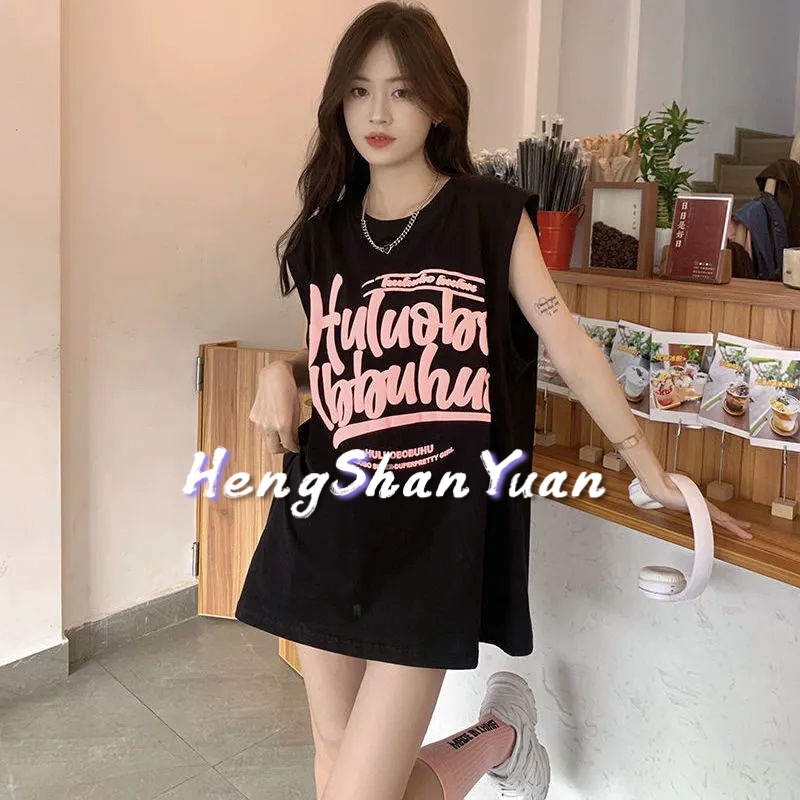 Áo Thun Không Tay Dáng Rộng In Chữ Thời Trang Mới Cho Nữ