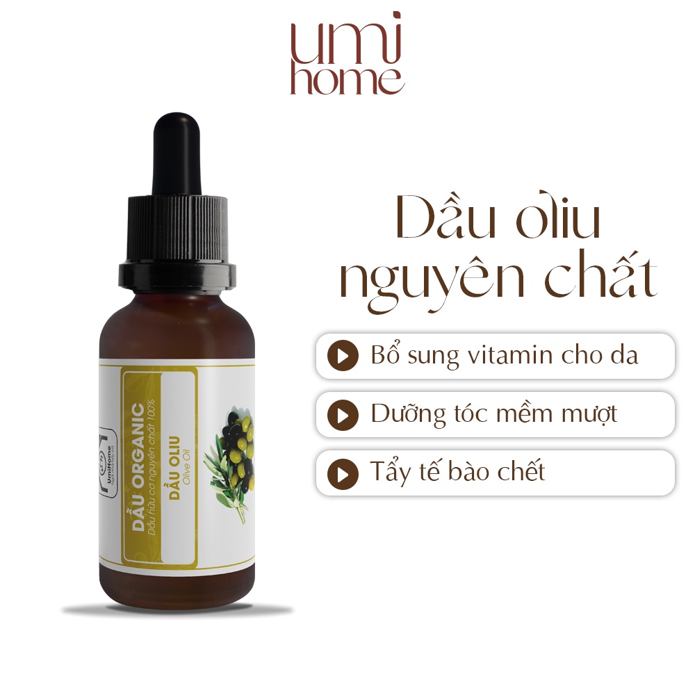 Dầu Oliu Extra hữu cơ UMIHOME nguyên chất 30ml dưỡng da và tóc, giảm thâm môi