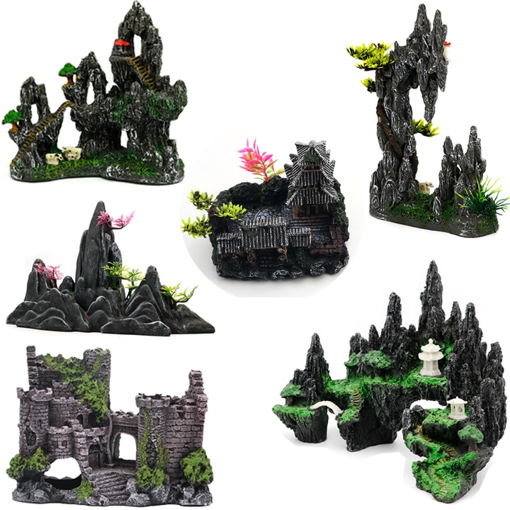 Mô Hình Trang Trí Bể Cá - Bể Thủy Sinh Tiểu Cảnh Trang Trí Bể Cá Mini Máy Bay, Ô Tô, Nhà Cổ Trang, Thuyền Đánh Cá