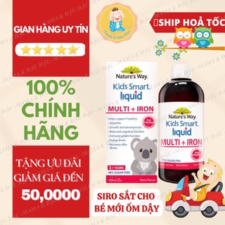 Siro bổ sung sắt nature's way kids smart multi + iron liquid 200ml phục hồi sức khoẻ sau ốm dậ