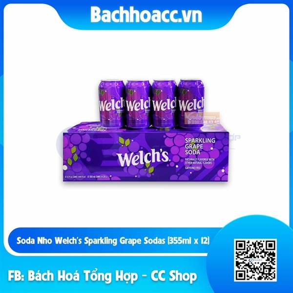 Soda Nho Welch's Sparkling Grape Sodas (355ml x 12) 09/2024