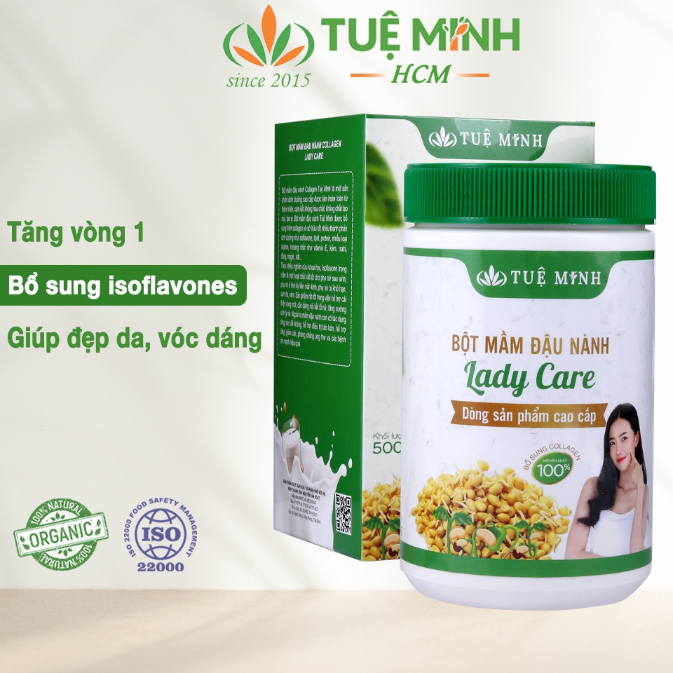 Bột mầm đậu nành nguyên xơ tăng vòng 1 Tuệ Minh làm đẹp da, cân bằng nội tiết tố nữ