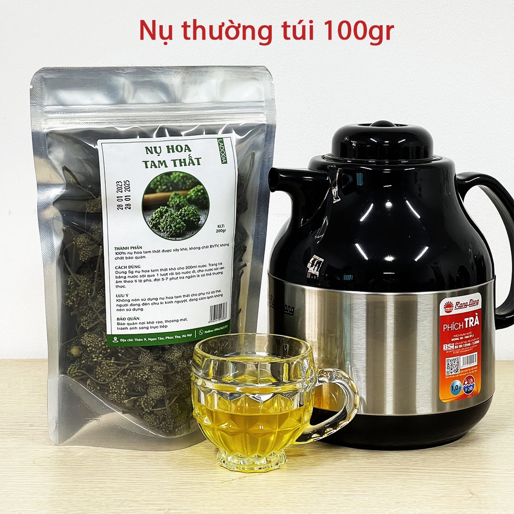 Trà nụ hoa tam thất LADOGA đóng 100g, 200g dùng để pha trà giúp ngủ ngon, thanh nhiệt, ổn định huyết áp, tim mạch