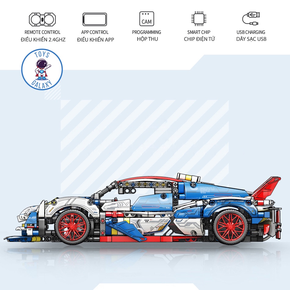 Đồ Chơi Lắp Ráp Mô Hình Siêu Xe Apollo Project Evo White Blue / Lamborghini Điều Khiển Từ Xa RC Tỉ Lệ 1:14 MY88320A