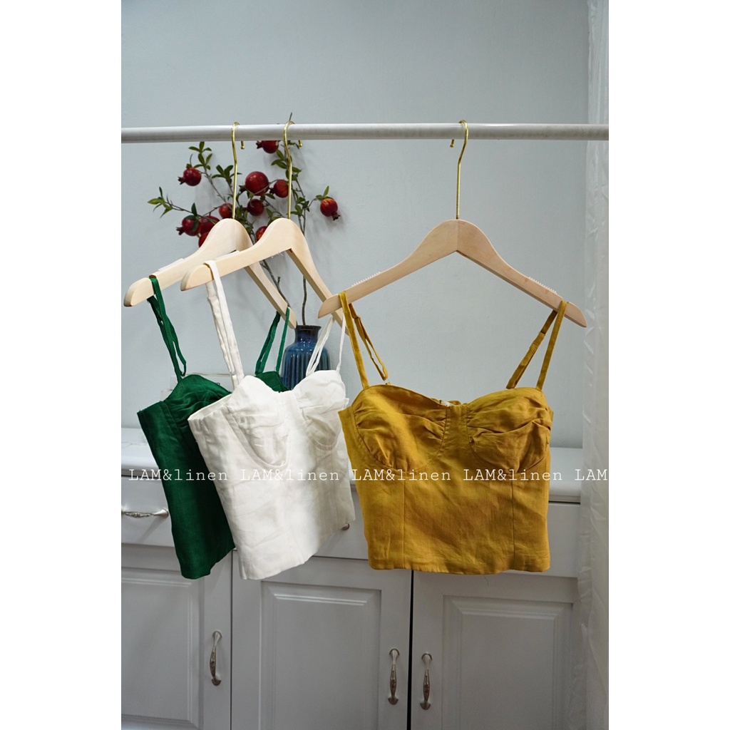 Áo dây kiểu Cúp ngực corset 2 lớp, chất liệu Linen Premium, nhiều màu
