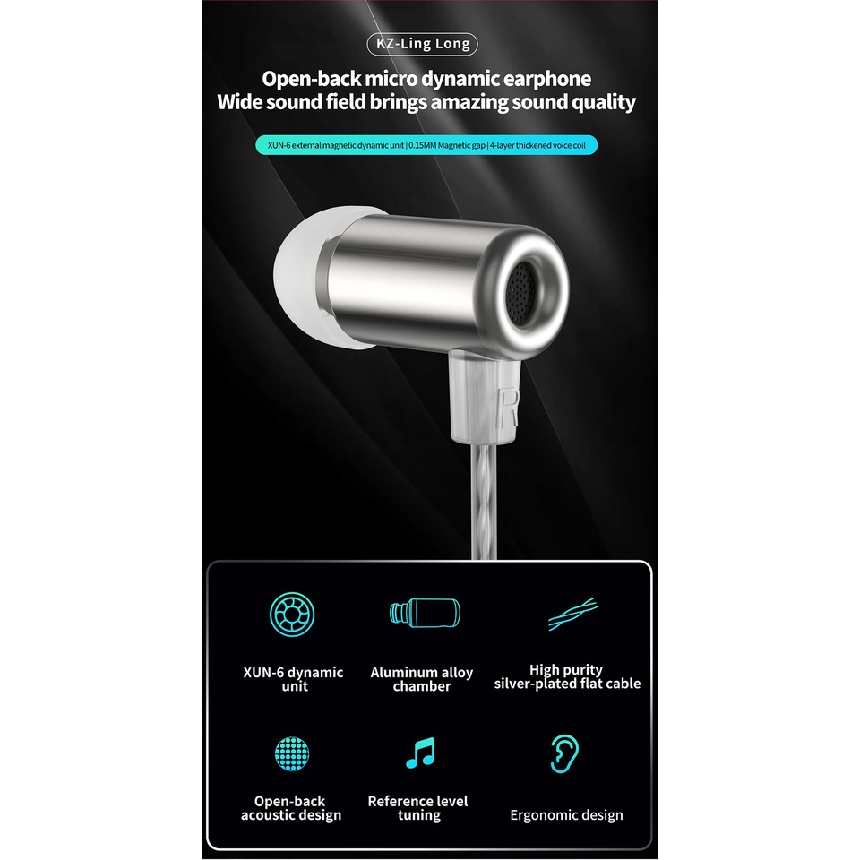 KZ LingLong Tai Nghe 1 Dynamic Hi-Fi Trầm Tai Nghe Nhét Tai Tai Nghe Kiểm Âm Tai Nghe Thể Thao Chống Ồn Có micro