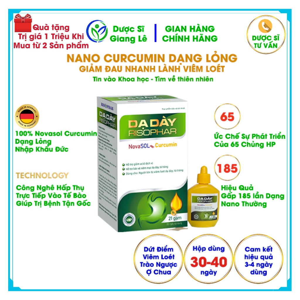 Nano Curcumin NOVASOL duocsy_giangle 100% Tinh Chất Siêu Nano Dạng Lỏng Nhập Khẩu Đức Giảm Đau Nhanh, Lành Vết Loét