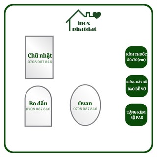 Gương soi treo tường PHÁT ĐẠT (50x70/đủ hình dáng) dày 4li tặng kèm pas, gương kính nhà tắm (SP140.141.142.143)