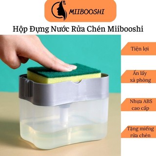 Hộp đựng nước rửa chén tự động bơm dầu lên khi nhấn xuống tạo bọt tiện lợi tặng kèm miếng rửa bát MiibooShi PVN17573