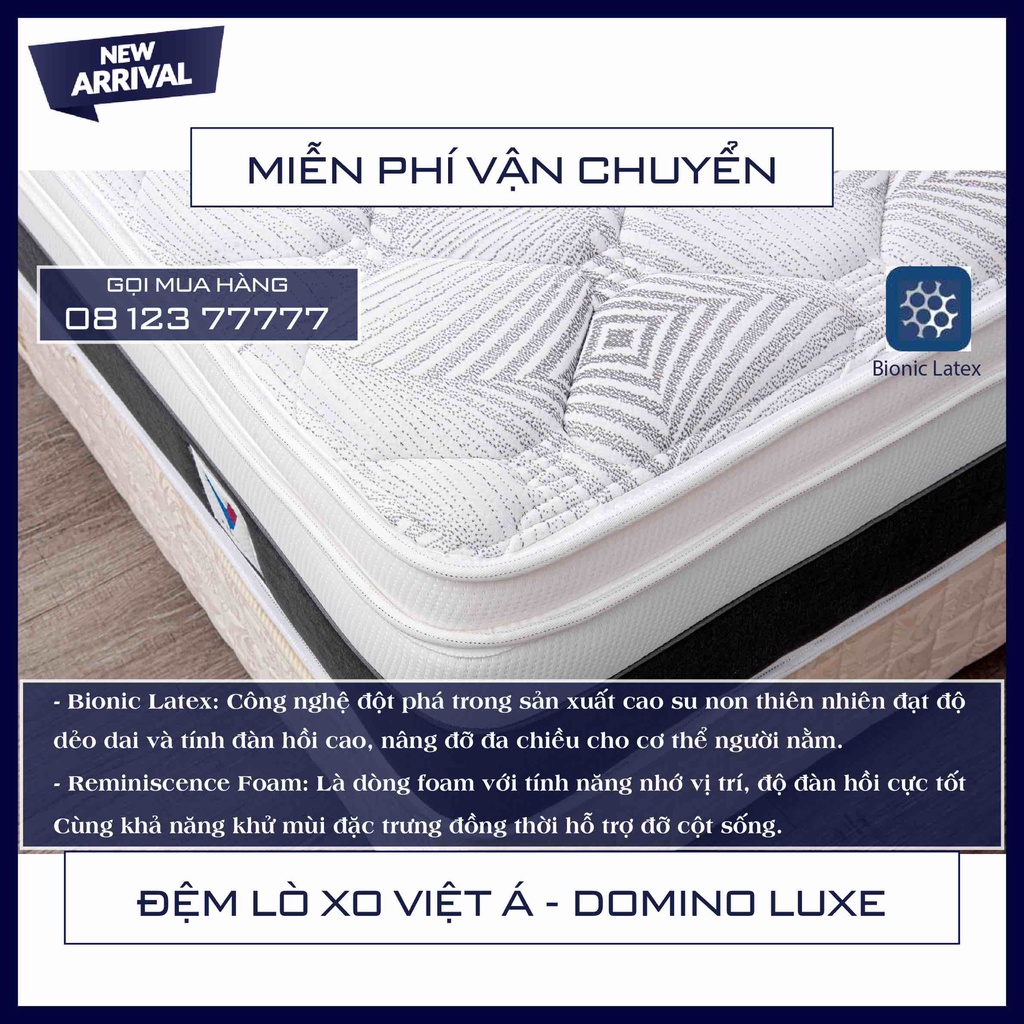 ĐỆM LÒ XO TÚI ĐỘC LẬP DOMINO LUXE - Dày 30cm -  HÀNG CHÍNH HÃNG