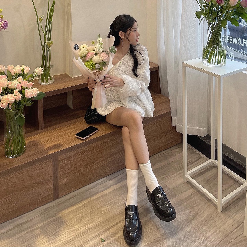 Giày prd, giày đốc ,  moca da bóng mũi tròn, giày nữ
