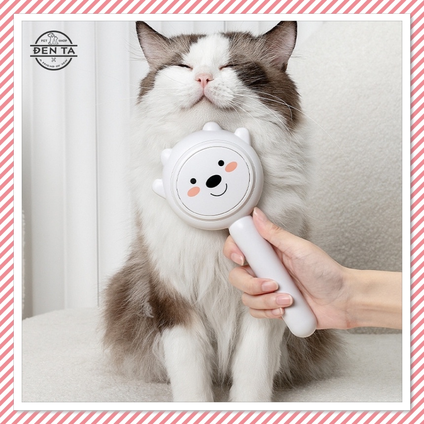 Lược chải lông - bàn chải massage có nút bấm gom lông cho chó mèo thú cưng hình thú – Đen Ta pet shop