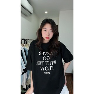 Áo thun nữ never go đen ,áo phông cotton su chất trơn unisex form dáng thụng rộng tay lỡ màu đen trắng