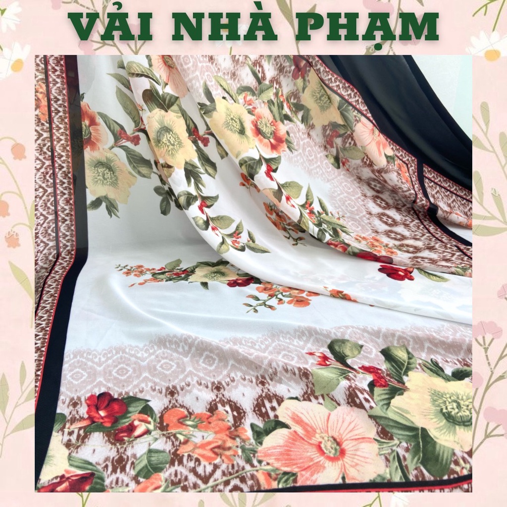 VOAN LỤA HOẠ TIẾT HOA CHÂN HAI ĐẦU KHOANG 80CM X 150CM-VẢI NHÀ PHẠM
