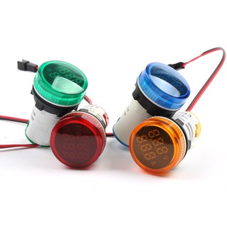 Đèn báo hiển thị kép Volt (50-500V) + Ampe(0-100A) phi 22