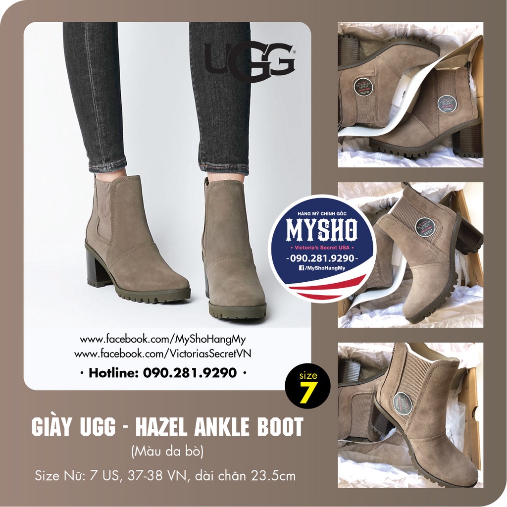 Size 7 US - 38 VN Giày BỐT UGG thời trang - Hazel Ankle Boot, chính hãng