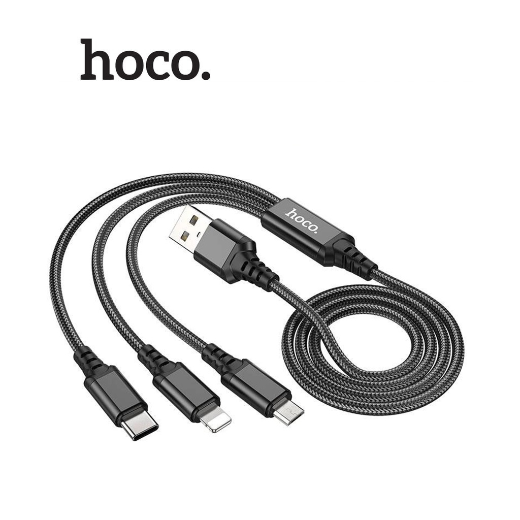 Cáp sạc Hoco X76 sạc nhanh 2A dây dù 3 đầu siêu bền dài 1M cho Smartphone