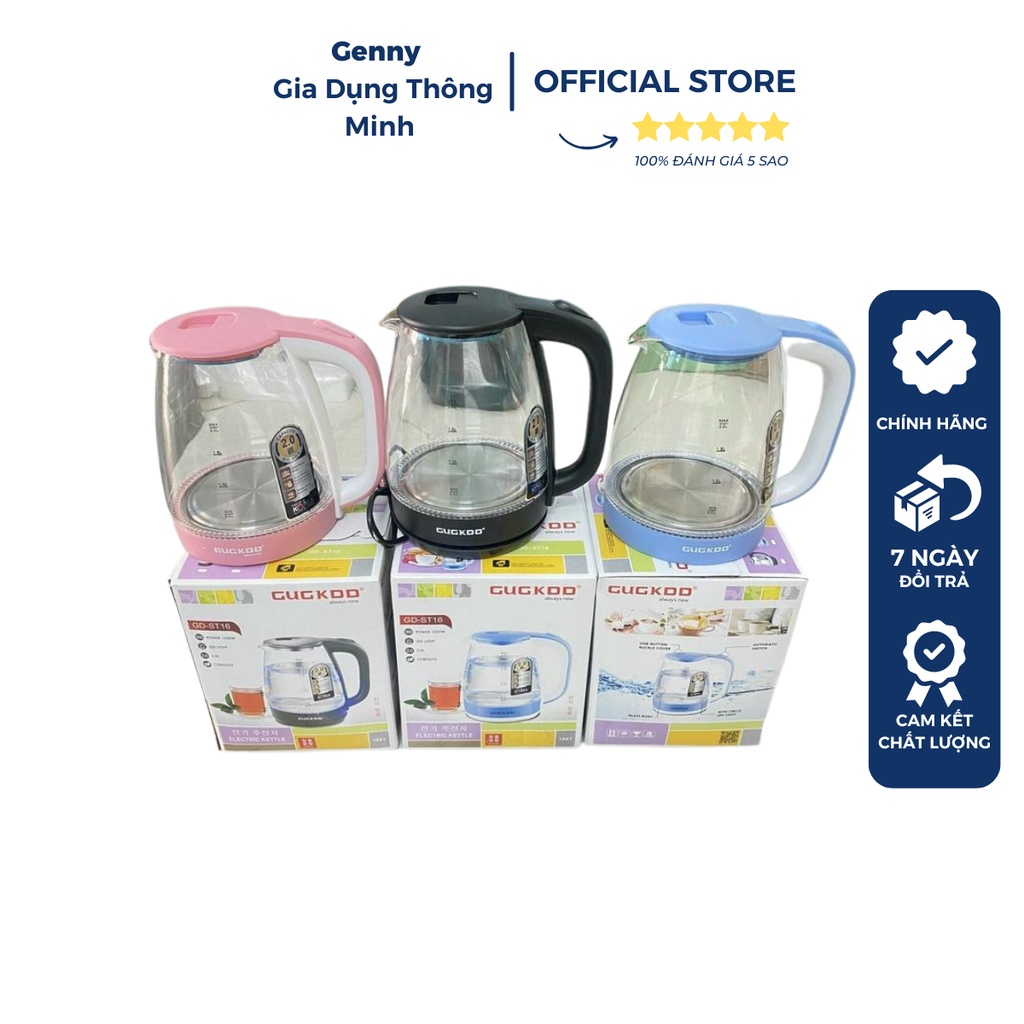 Ấm Nước Siêu Tốc Thủy Tinh 2.0L Đun Nước Sôi Cực Nhanh Nhỏ Gọn - Tiện Lợi - Đẹp, Có Tự Ngắt Khi Xôi [HOT]