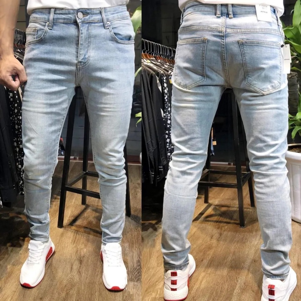 (Mua 1 tặng 1) quần jean nam màu xanh dương quần bò slim fit quần bò nam co giãn 2023