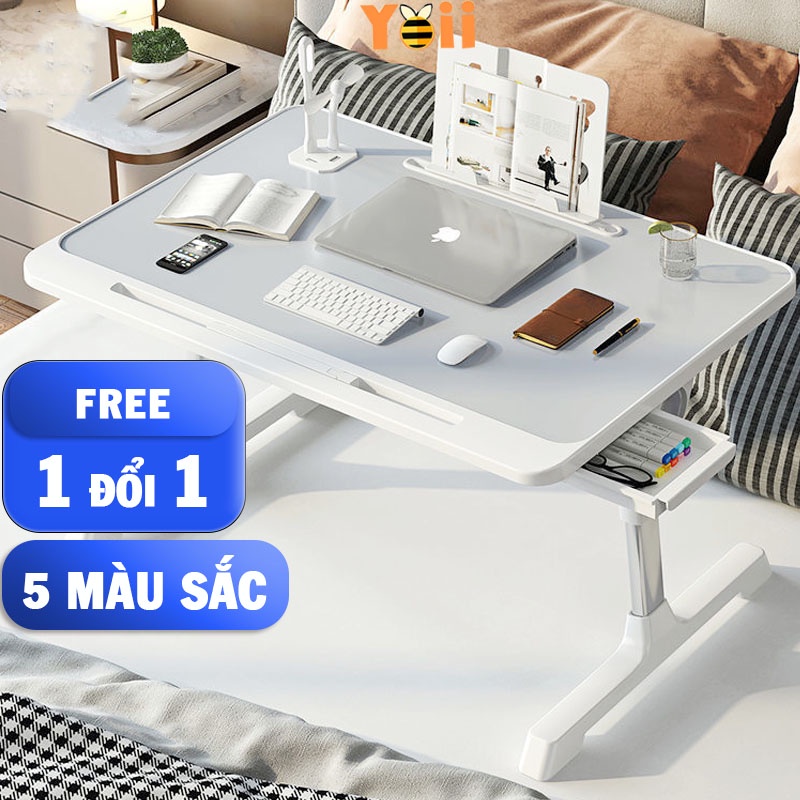 Bàn học gấp gọn thông minh cao cấp, bàn làm việc nhỏ gọn, tích hợp 4 cổng sạc usb, khe cắm ipad, tặng phụ kiện đèn quạt