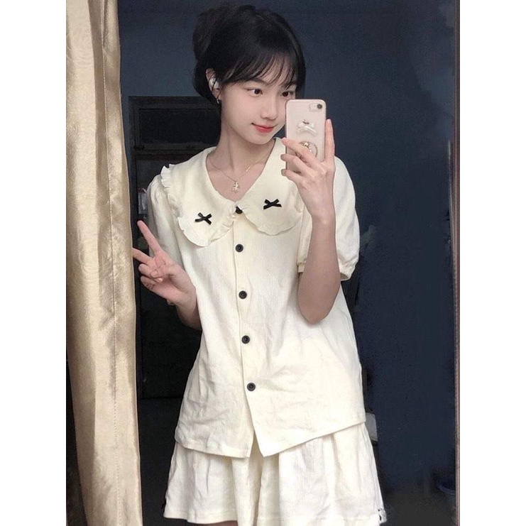 Bộ ngủ cộc tay mùa hè phong cách dễ thương, đồ ngủ pyjama siêu thoáng mát