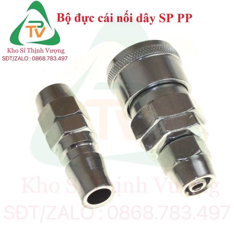Bộ khớp nối nhanh gồm đầu đực và đầu cái cắm dây SS-PP khí nén chịu được áp lực cao