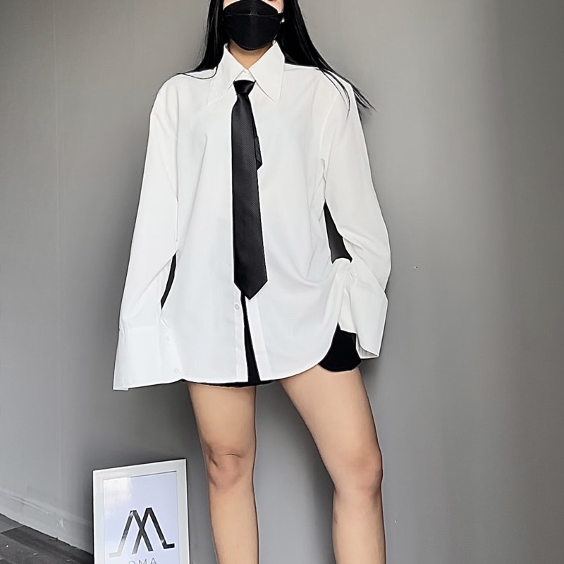 Cà vạt nam nữ unisex bản to 8cm chất xịn dày có khéo khoá thắt tiện lợi màu đen