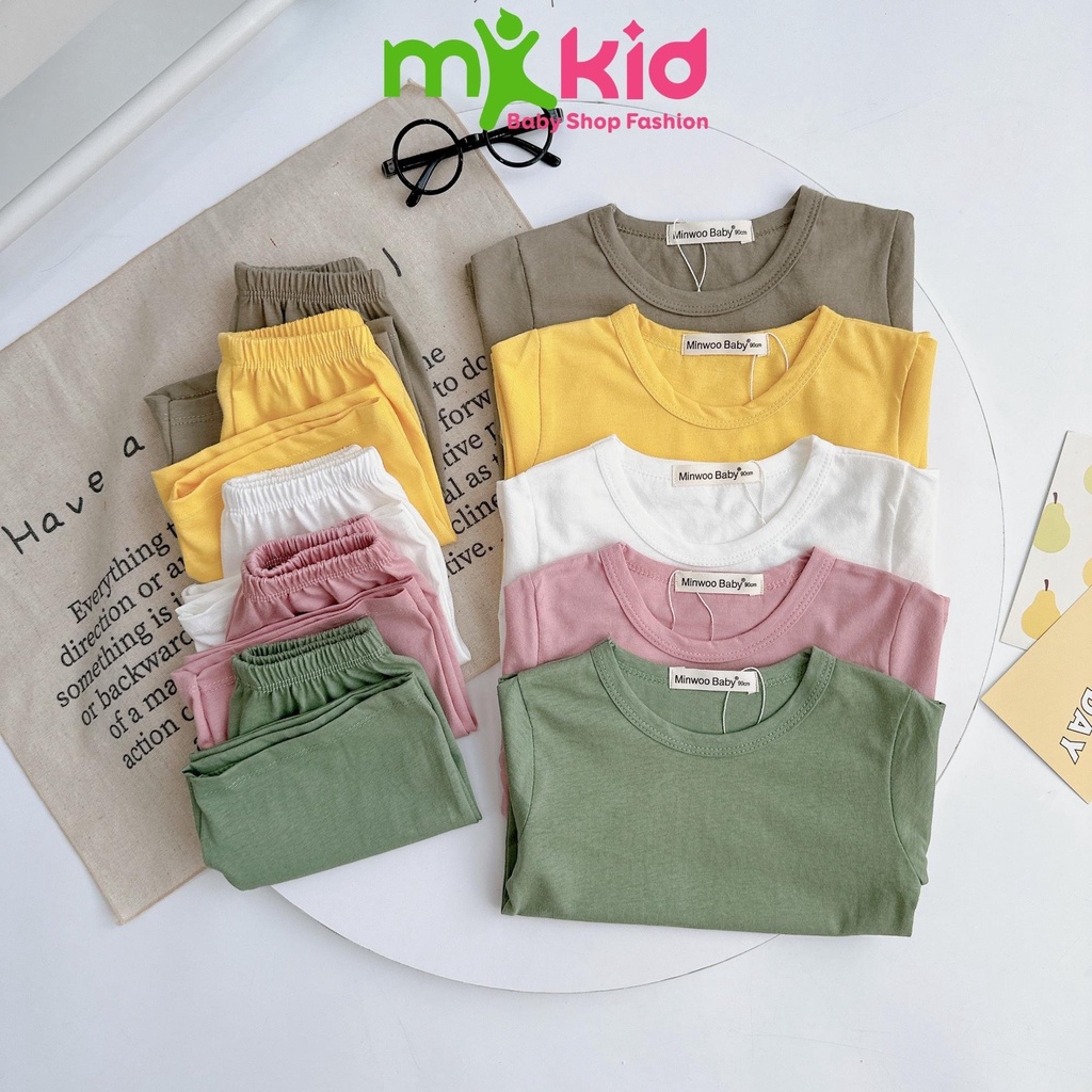 Bộ Cộc Tay Cho Bé Trai Bé Gái 8-24kg, Bộ cộc trơn chất cotton  Mềm Mát Cho Bé Thoải Mái Vui Chơi