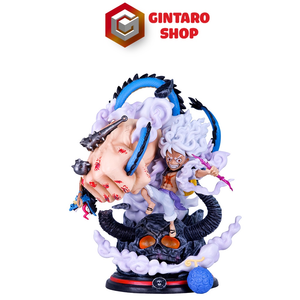 Mô hình One Piece Luffy Gear 5 phiên bản chiến đấu bóp Kaido cực ngầu và chi tiết, Mô hình Luffy Gear 5 cao 22Cm FullBox