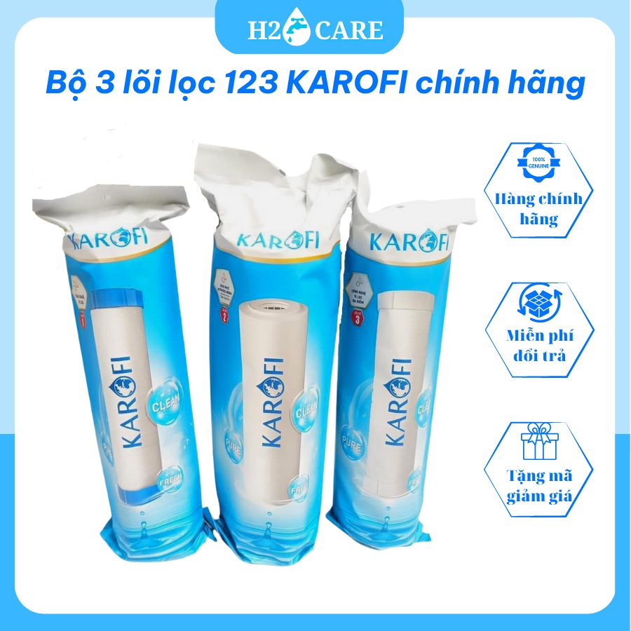 Lõi lọc nước Karofi, Bộ cục lọc 123, quả lõi lọc nước, lỏi lọc dùng cho tất cả các loại máy lọc nước RO.