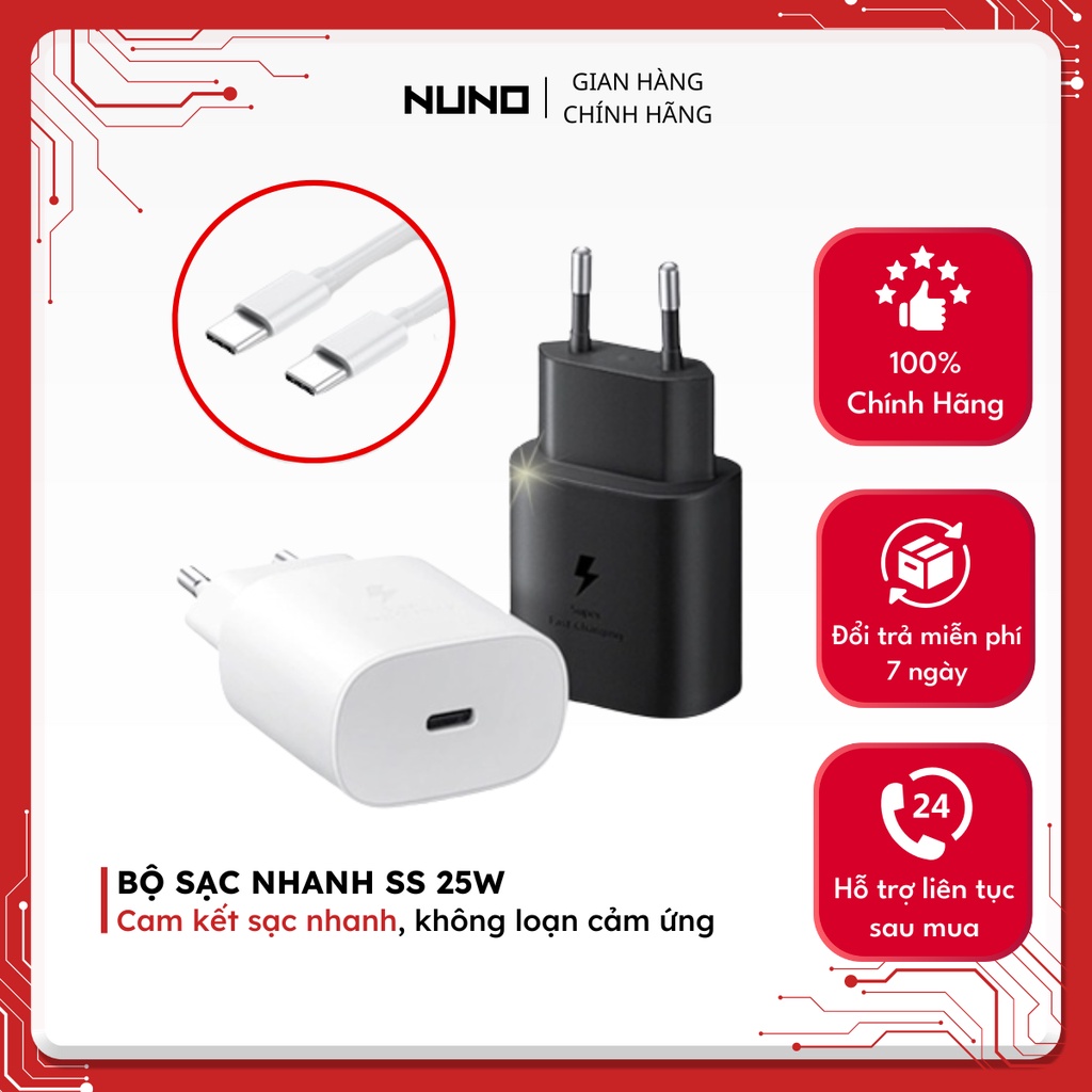 Bộ Củ Cáp Sạc Nhanh SamSung 25W Type C NUNO, Note 10 Note 20 A71, A70, A80, A90, S20, S20+, S20 Ultra, S21, S22, S23