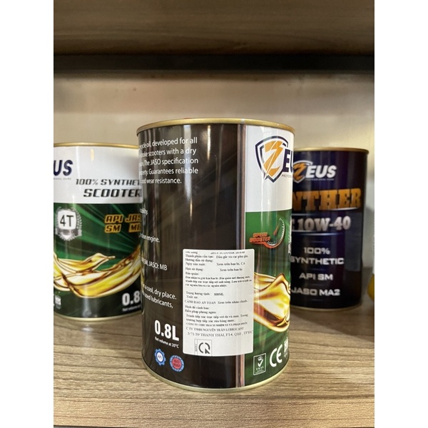 Combo Nhớt Zeus xe tay ga 10w-40 1 Lits và láp 120ml