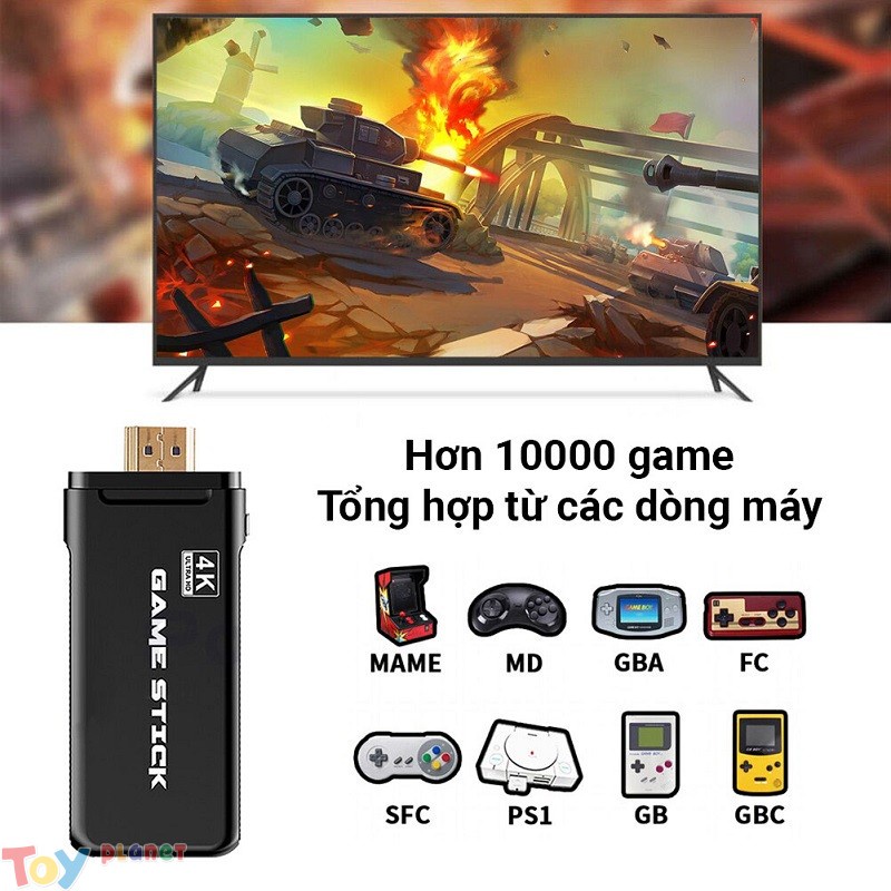 Máy Chơi Game Điện Tử 4 Nút Game Stick HDMI 3000+/10000+ Trò Chơi, Kết nối HDMI, 4K kết nối với ti vi，32GB/64GB