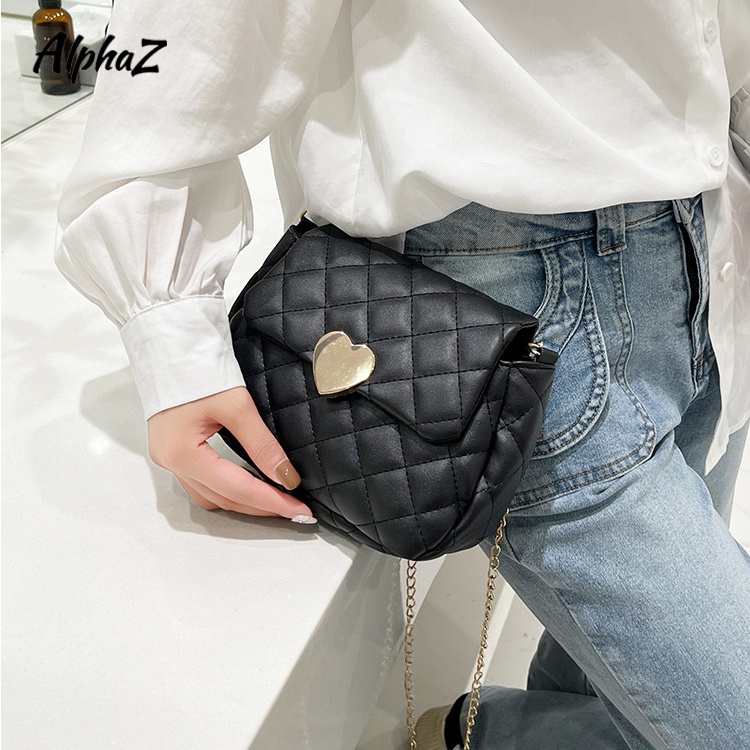 AlphaZ Túi Đeo Chéo Vai Thêu Hình Trái Tim Thời Trang Dễ Phối Đồ Cho Nữ