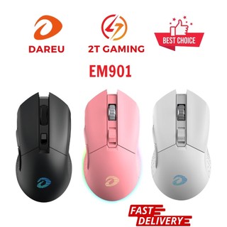 Chuột máy tính DareU EM901 RGB WIRELESS Pink/ Black/White BH 2 năm