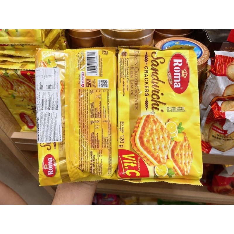 Bánh Quy Giòn kẹp kem vị Chanh Roma gói 120gram | Shopee Việt Nam