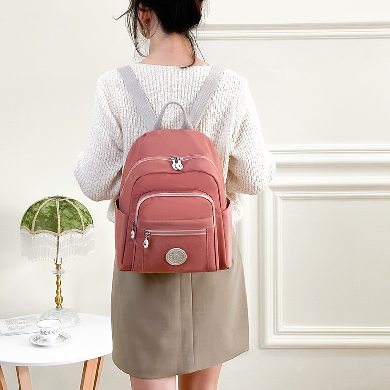 Ba Lô Canvas Siêu Nhẹ Nhiều Túi Phong Cách Hàn Quốc Mới