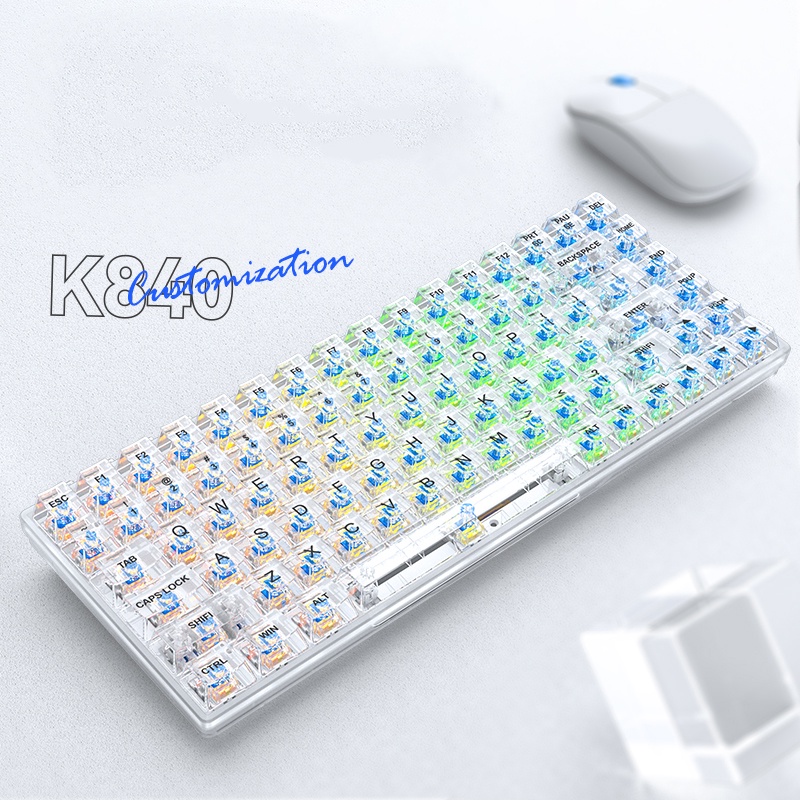 [Mã ELSKAMISEPI23 giảm 8% đơn 500K] Bàn phím cơ TKL trong suốt K840 84 phím - 20 chế độ LED Rainbow - Hot-swap