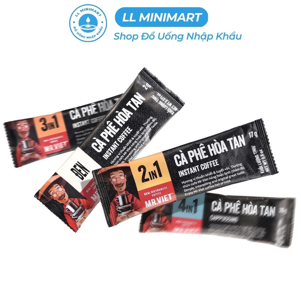 Cà Phê Hòa Tan MR.VIỆT Cappuccino/Đen/4/3/2 IN 1 Đủ Vị Hộp 240G