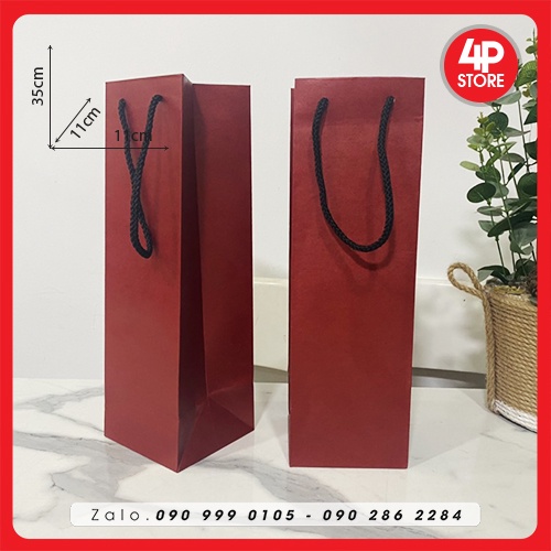 01 TÚI KRAFT 11x35x11CM - QUAI VẢI - TÚI ĐỨNG, DÀI